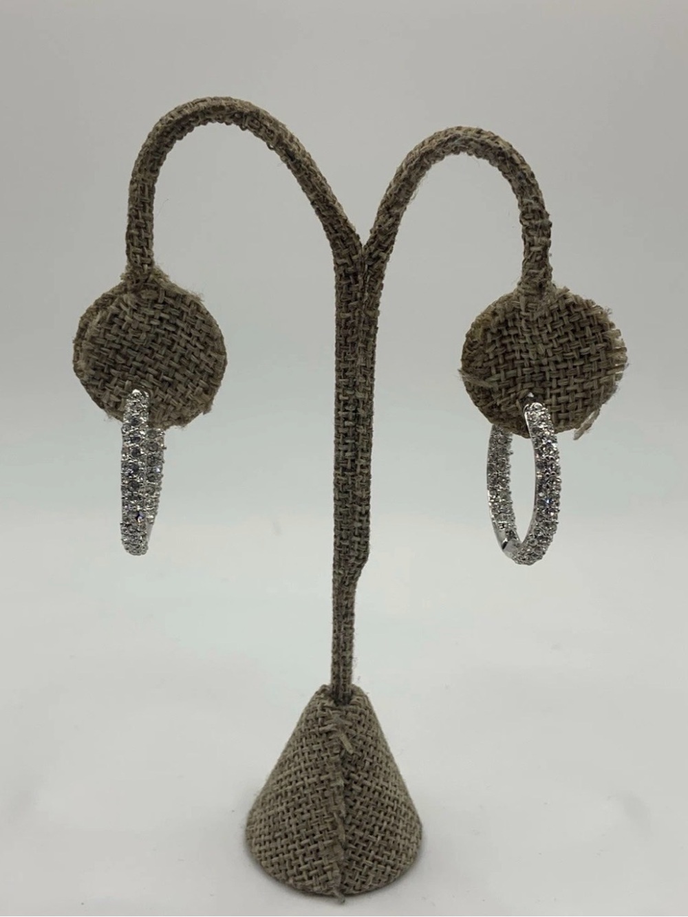 Silver Crystal Pave Hoop Earrings - Women Jewelry 1”